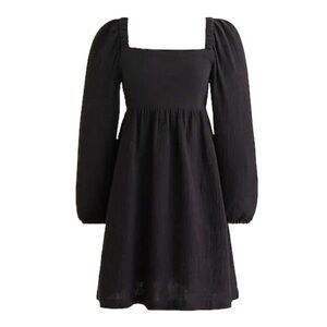 J. Crew Square-Neck Black Soft Gauze-Textured Dress, Size S